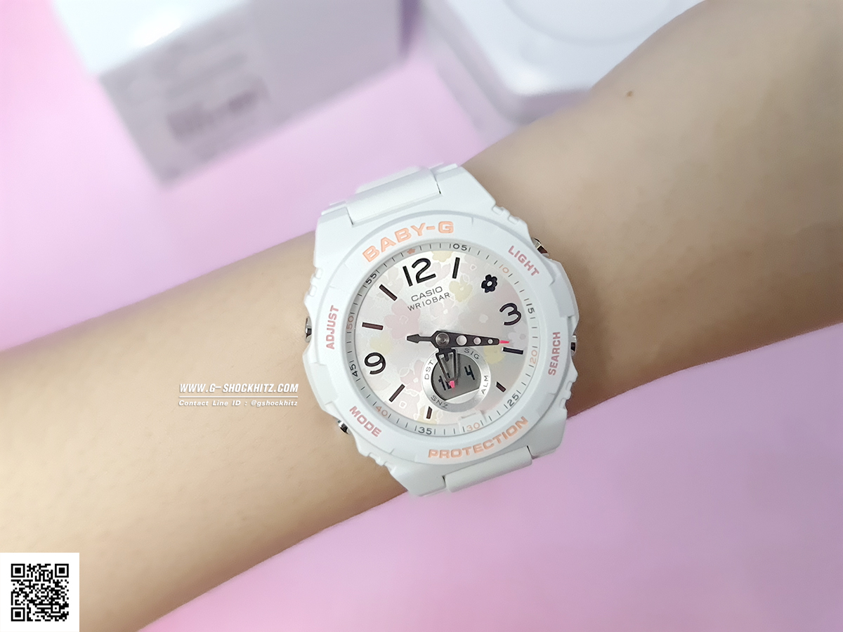 CASIO BABY-G นาฬิกาข้อมือ นาฬิกากันน้ำ นาฬิกาของแท้ ประกันศูนย์ CMG 1 ปี รุ่น BGA-260FL-7A นาฬิกาสีขาว