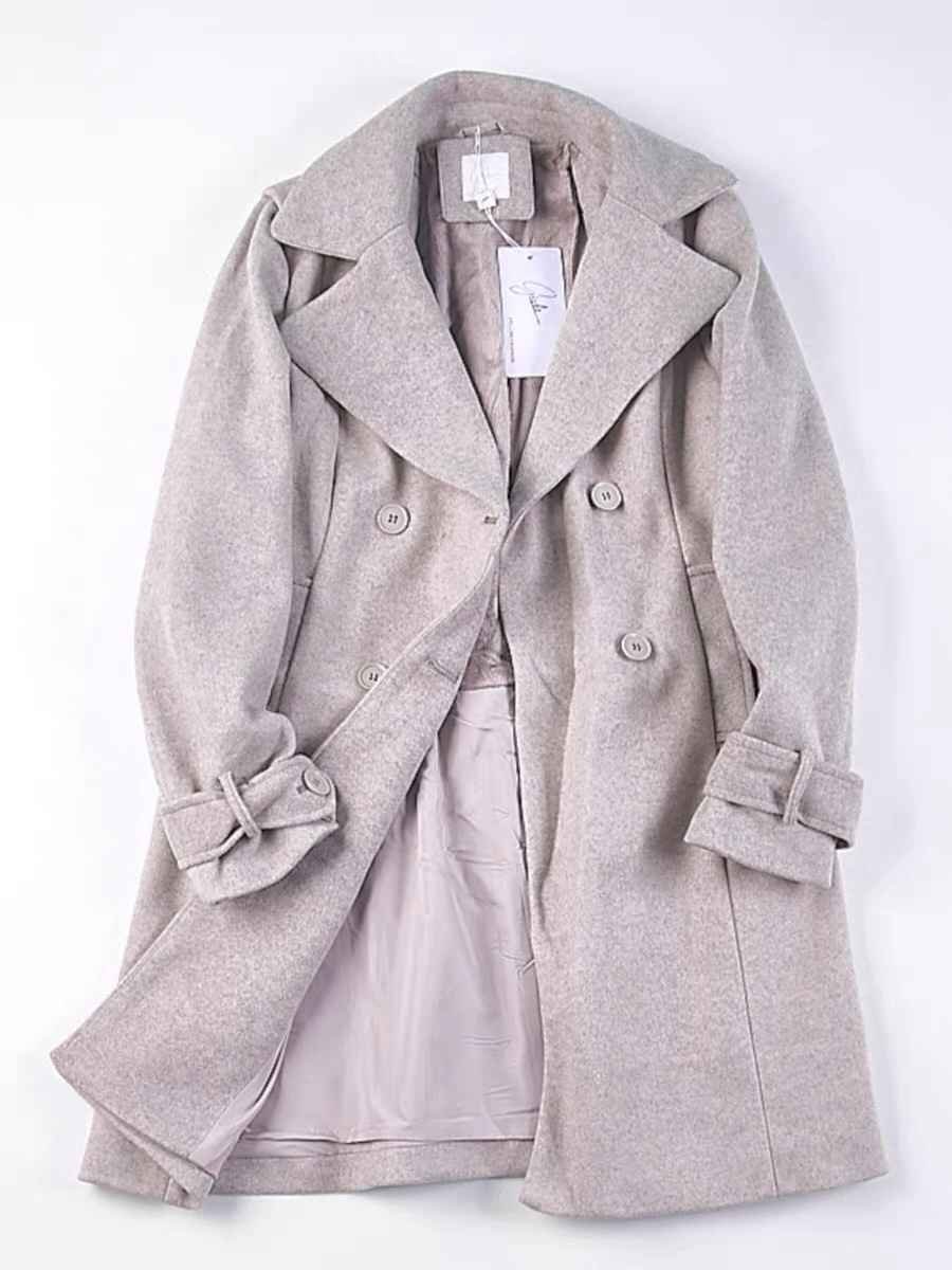 เสื้อโค้ท โค้ทวูลแต่งเฟอร์ เสื้อกันหนาว Trench coat สีเทา แบรนด GIADA