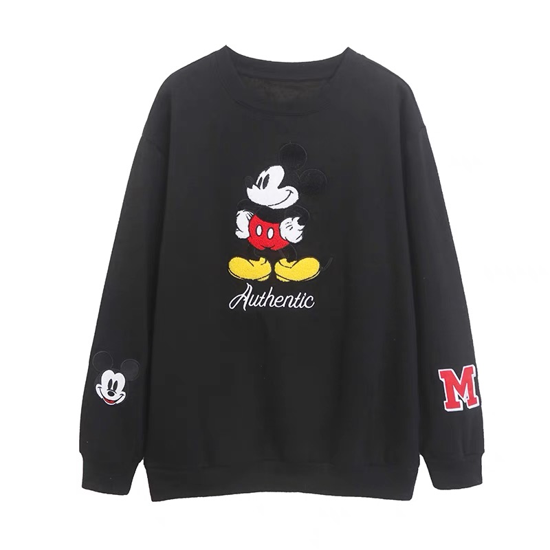 Disney เสื้อสเวตเตอร์ เสื้อวอร์ม แขนยาว สีดำ ปักลาย MICKEY งาน DISNEYสำเนา เทา