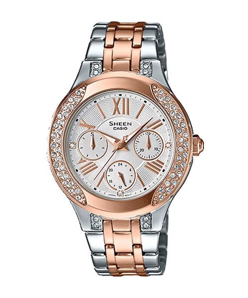 CASIO SHEEN นาฬิกาข้อมือ นาฬิกากันน้ำ นาฬิกาของแท้ ประกันศูนย์ CMG 1 ปี รุ่น SHEEN SHE-3809SG-7A นาฬิกาสีน้ำตาล