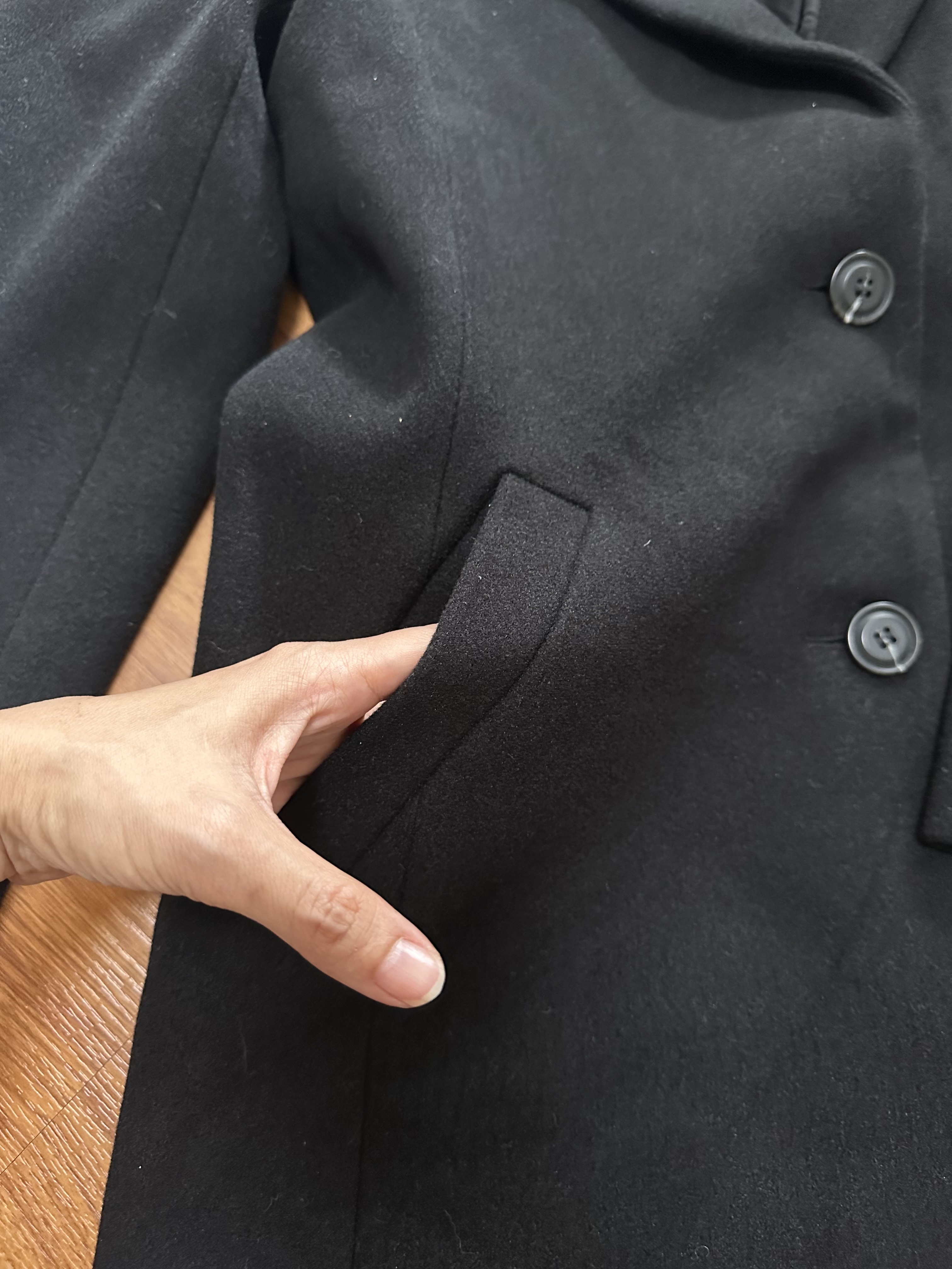 เสื้อโค้ทวูล Trench coat เสื้อโค้ทวูล โค้ทสีดำ แบรนด์ C&A