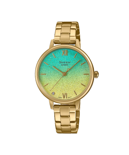CASIO SHEEN นาฬิกาข้อมือ นาฬิกากันน้ำ นาฬิกาของแท้ ประกันศูนย์ CMG 1 ปี รุ่น SHE-4548G-2A นาฬิกาสีทอง