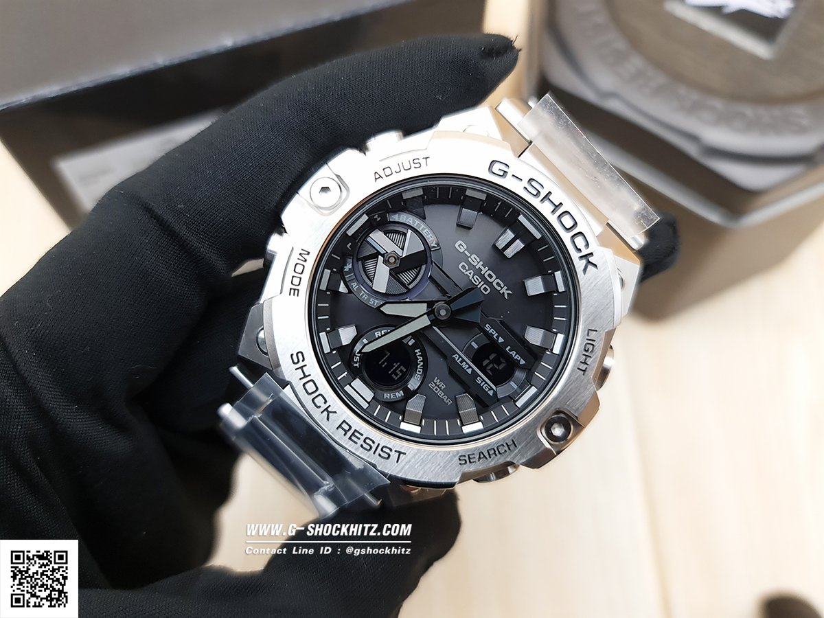 CASIO G-SHOCK นาฬิกาข้อมือ นาฬิกากันน้ำ นาฬิกาของแท้ ประกันศูนย์ CMG 1 ปี รุ่น GST-B400D-1A นาฬิกาสีเงิน