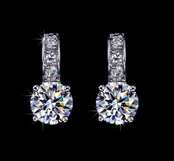ต่างหู ตุ้มหู เพชร Swiss Cubic Zirconia แบบ Classic โค้งขึ้นด้านบน no 46124