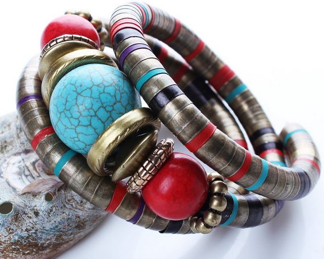 สร้อยข้อมือ Hand made สร้อยข้อมือแฟชั่น ผู้หญิง สไตล์ วินเทจ ร้อย Turquoise หิน ทิเทต สร้อยข้อมือ เก๋ ๆ แนว เซอร์ ๆ 418891