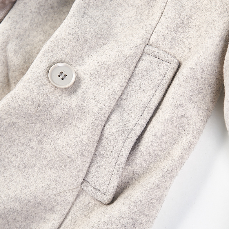 เสื้อโค้ท โค้ทวูลแต่งเฟอร์ เสื้อกันหนาว Trench coat สีเทา แบรนด GIADA