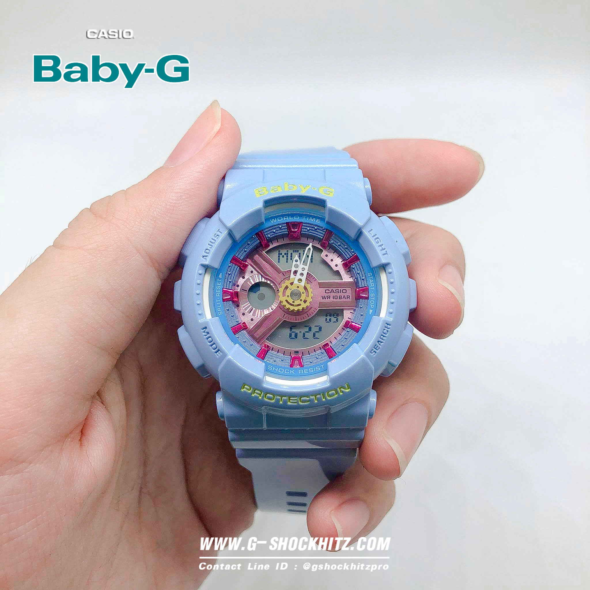 CASIO BABY-G นาฬิกาข้อมือ นาฬิกากันน้ำ นาฬิกาของแท้ ประกันศูนย์ CMG 1 ปี รุ่น BA-110CA-2A นาฬิกานาฬิกาสีฟ้า