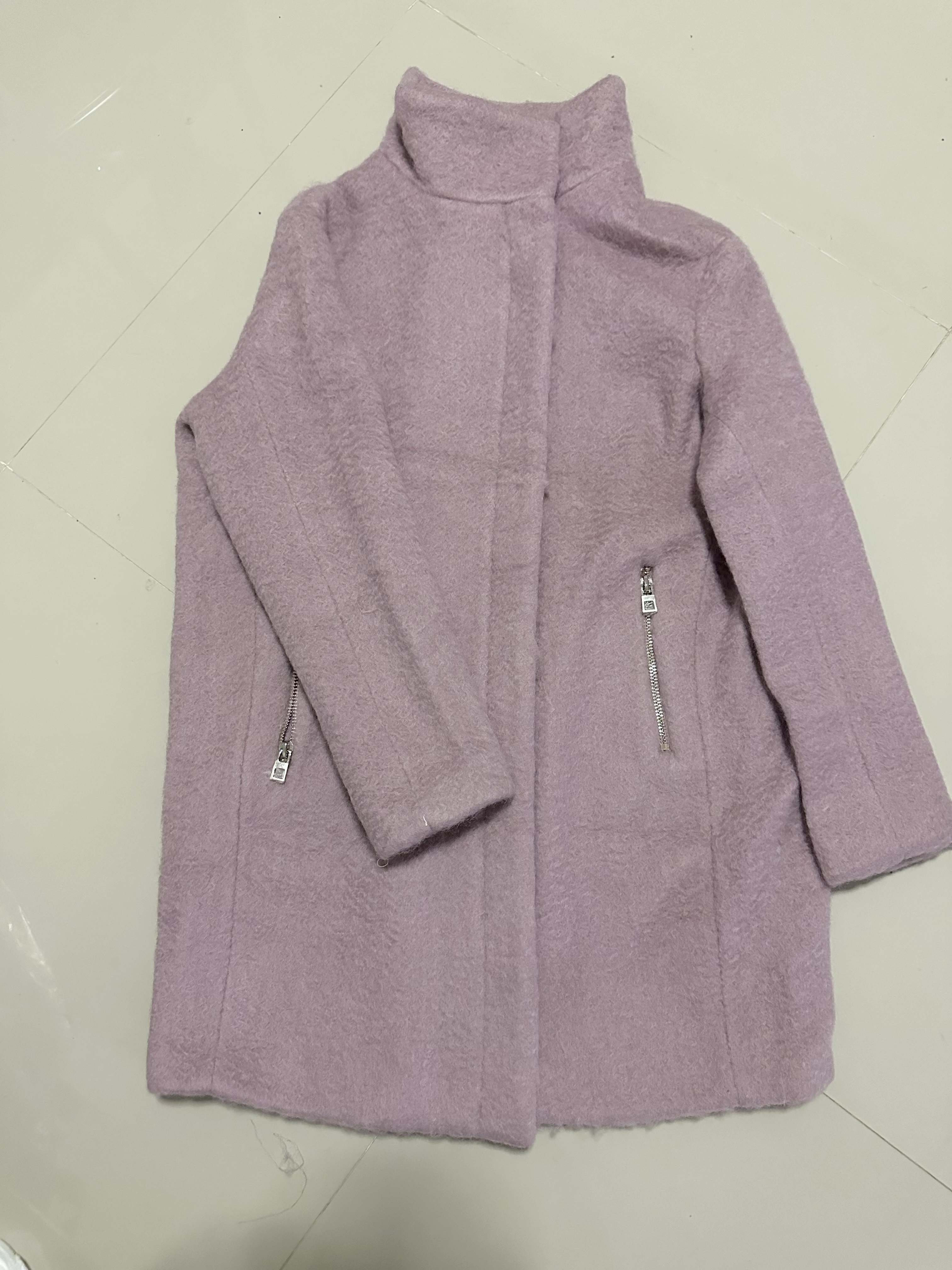 เสื้อโค้ท เสื้อกันหนาว เนื้อผ้าสักหลาด สีม่วงอ่อน แบรนด์ H&M