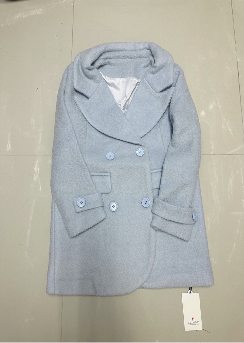 Ozoc เสื้อโค้ท เสื้อกันหนาว เนื้อผ้าสักหลาดวูล สีฟ้าอ่อนพาสเทล แบรนด์ joice