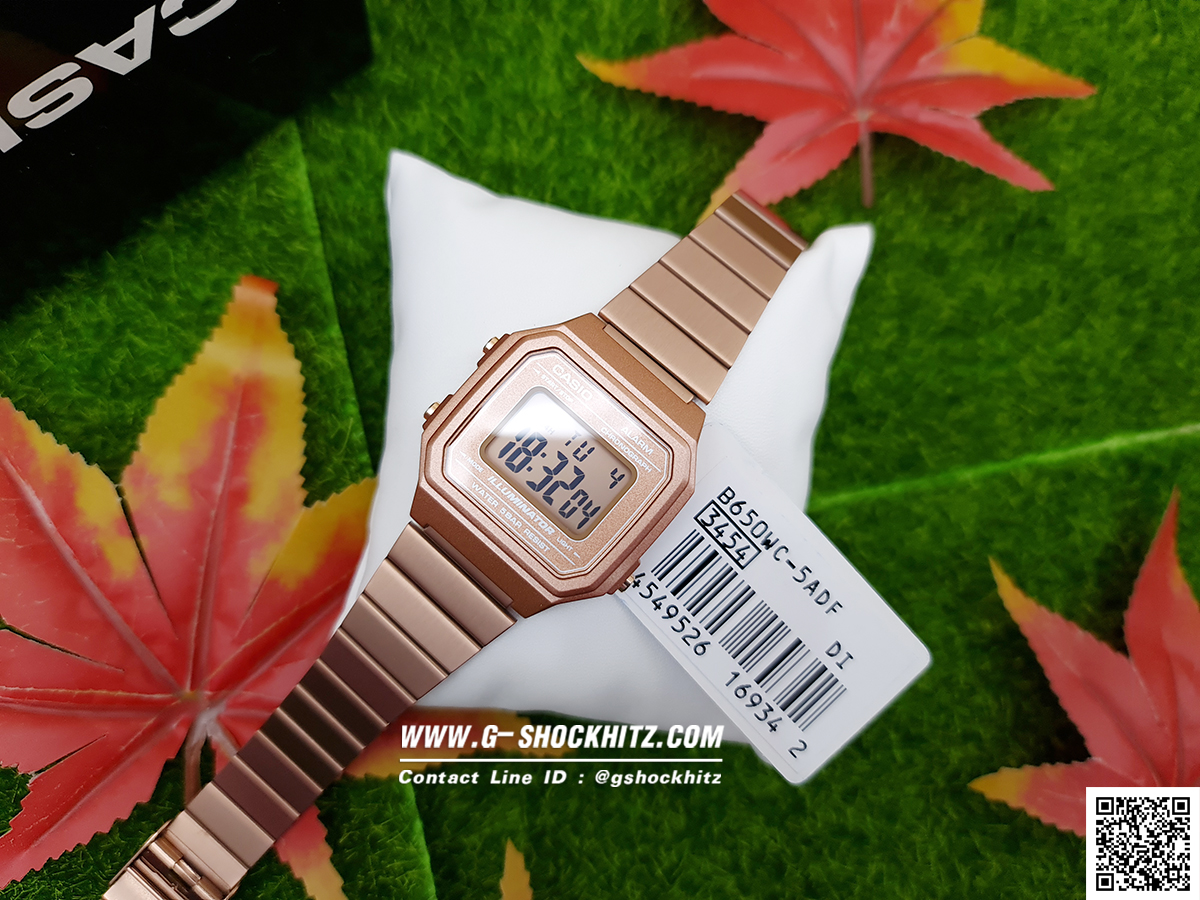 CASIO นาฬิกาคาสิโอ นาฬิกาข้อมือ นาฬิกากันน้ำ นาฬิกาของแท้ ประกันศูนย์ CMG 1 ปี รุ่น B650WC-5A นาฬิกาสีน้ำตาล