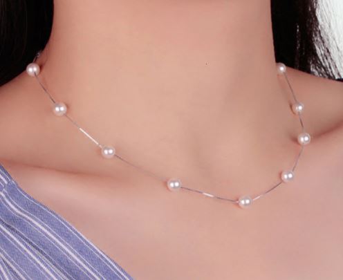 สร้อยเงินแท้ 925 สร้อยคอไข่มุก แบบวัยรุ่น ดีไซน์ น่ารัก เส้นไม่หนา ไม่เว่อร์ ของขวัญให้แฟน แบบ สวยหรู 655697