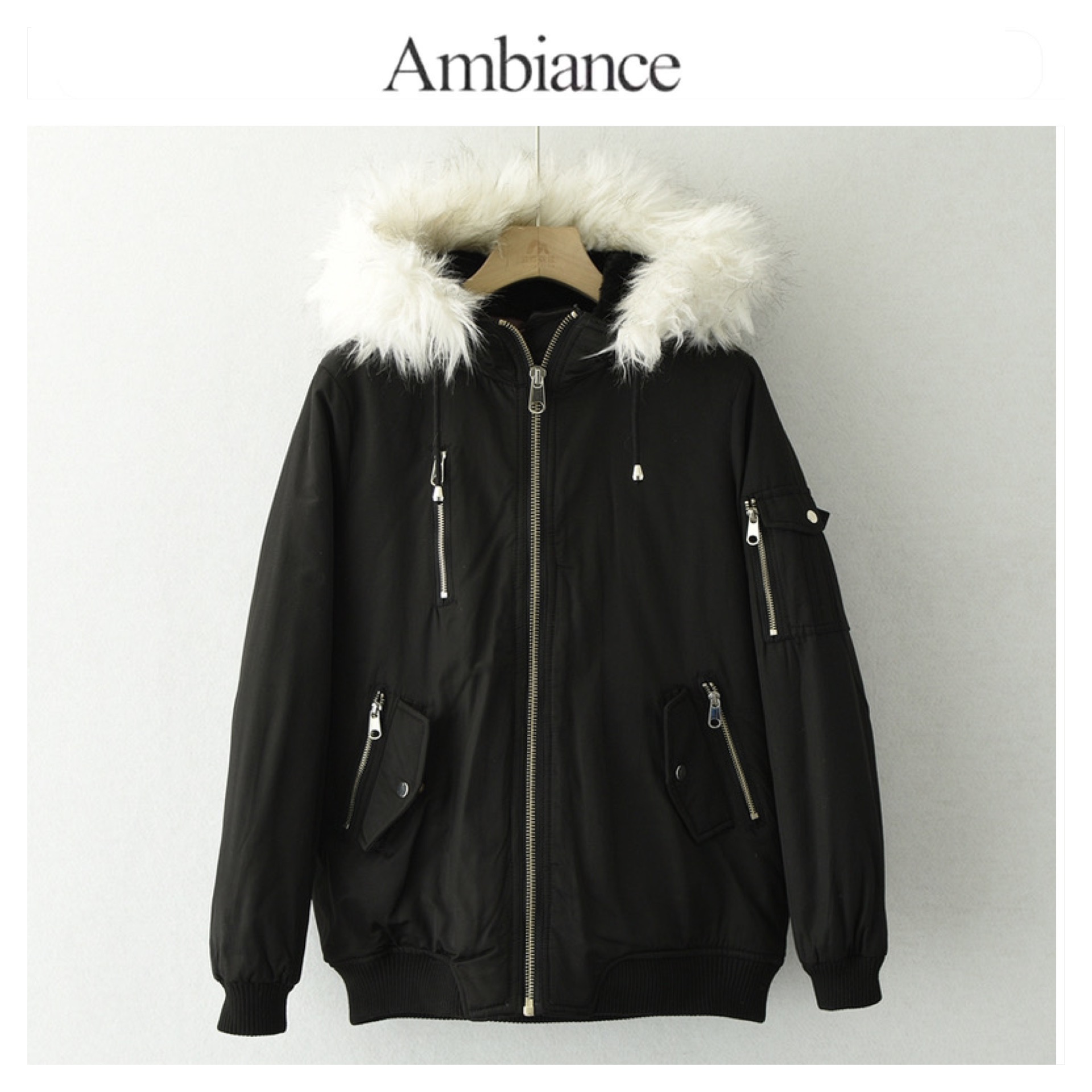 Ambiance เสื้อกันหนาว เสื้อฮู้ดเฟอร์ บุนวมอุ่น แบรนด์ F&F AMBIANCE (padded puffer สำเนา สำเนา สำเนา ดำ