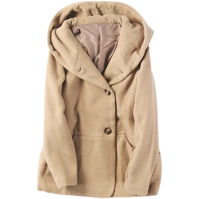 โค้ทฮู้ด เสื้อกันหนาวสักหลาดวูล ทรงPEA COAT แบรนด์ earth Music &Ecology (JAPAN) เทา