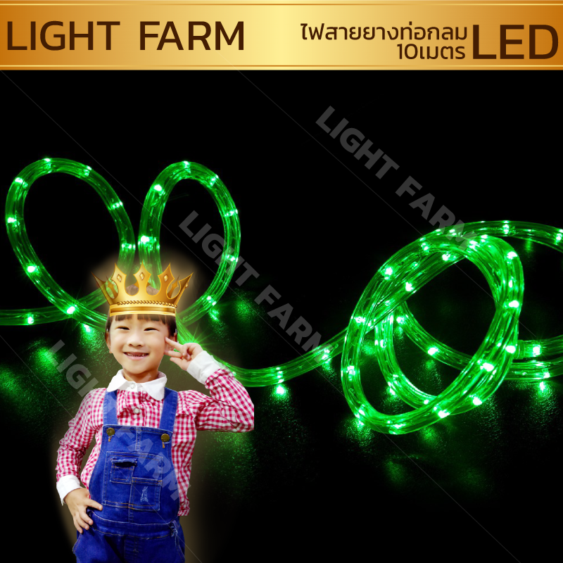 ไฟสายยางท่อกลม 10 ม. สีเขียว