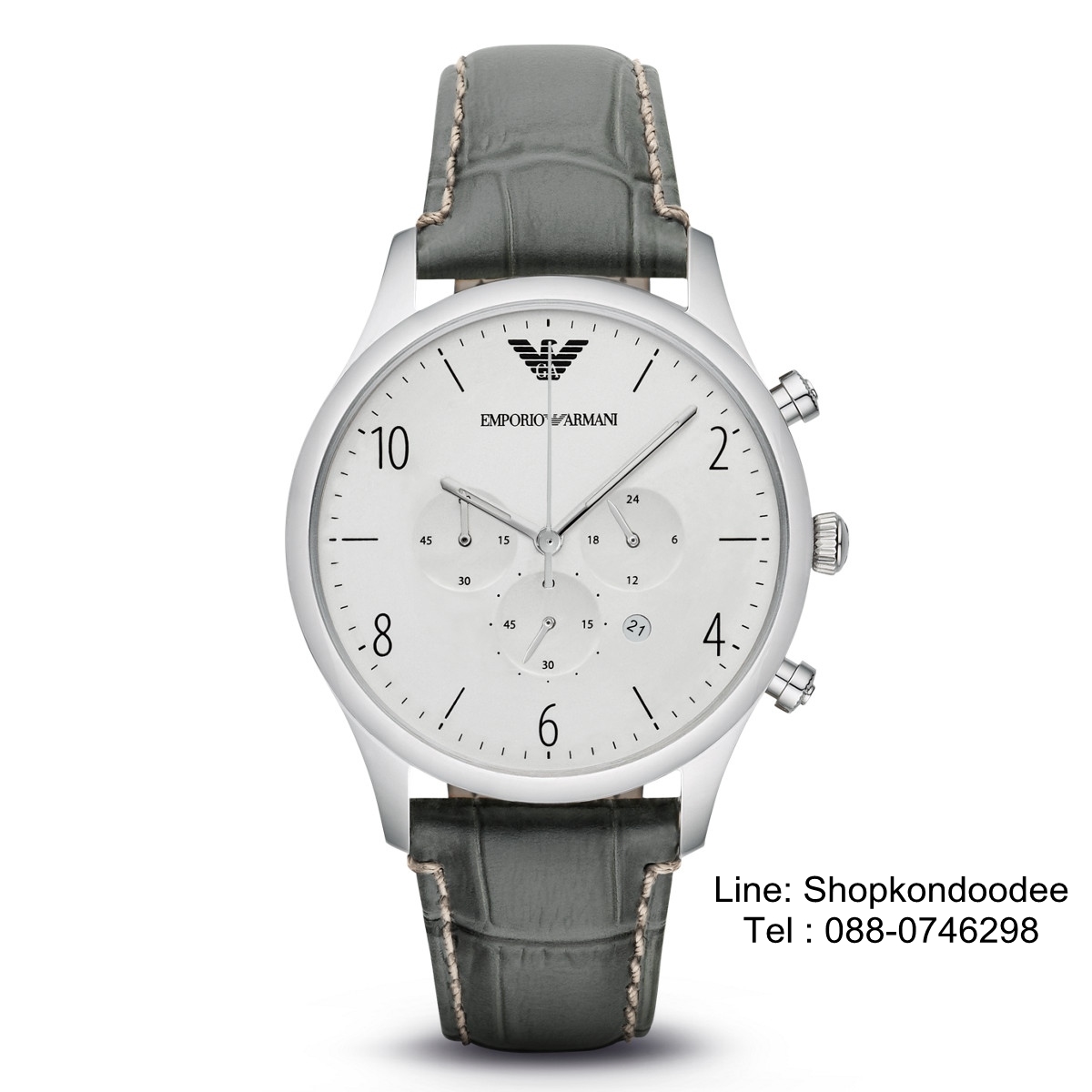 Emporio Armani Men's Classic AR1861 Grey Leather Quartz Watch