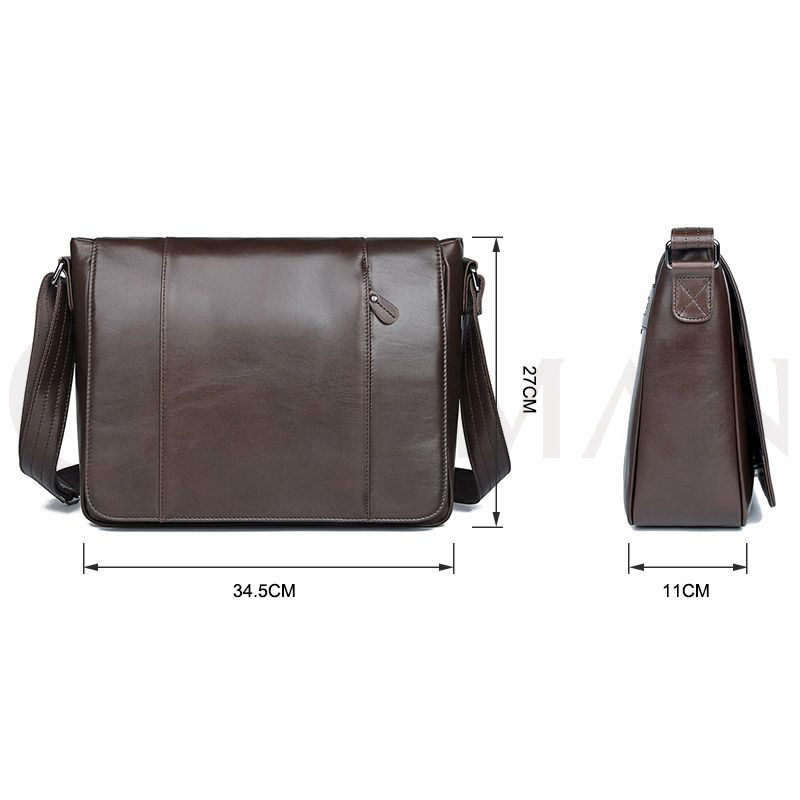 กระเป๋าสะพายข้างหนังแท้ สีน้ำตาลกาแฟ รุ่น MB-010C