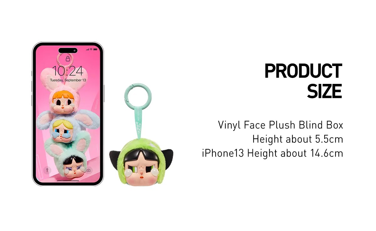 POPMART CRYBABY × Powerpuff Girls Series-Vinyl Face Plush Blind Box พวงกุญแจCRYBABY พวงกุญแจPOWERPUFFGIRLS