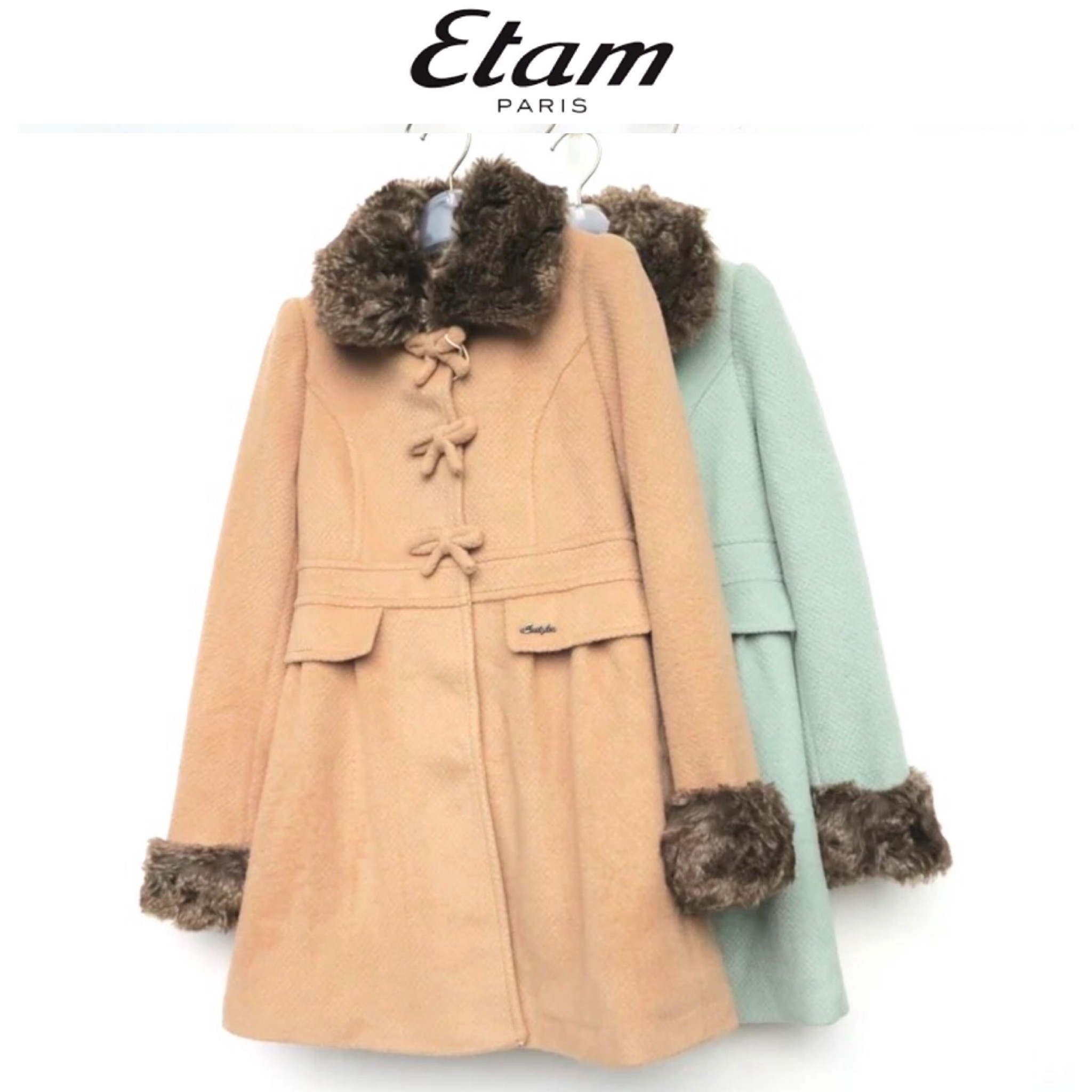เสื้อโค้ท เสื้อกันหนาวสักหลาดวูล แบรนด์ ETAM งานพรีเมี่ยมเกรดคะ•ขนเฟอร์ ถอดใส่ได้คะ•ขนเฟอร์ถอดใส่ได้ น้ำตาลกากี
