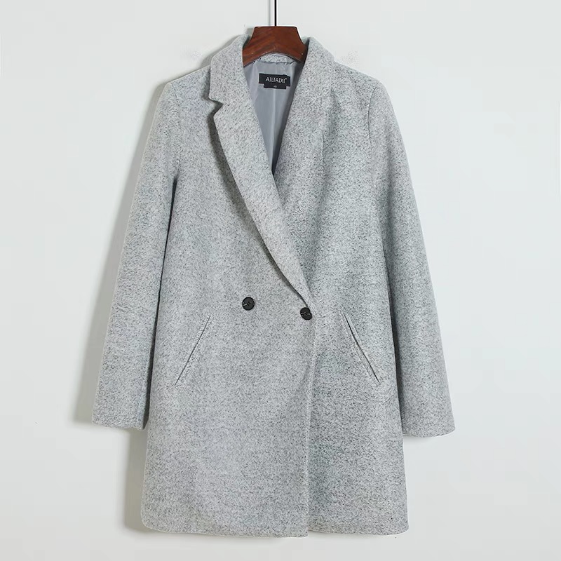 zolla เสื้อโค้ดกันหนาว เสื้อกันหนาว overcoat โค้ทวูล สีเทา สักหลาด ผสมวูล คอปก กระดุมสองแถว แบรนด์ ZOLLA เทาอ่อน