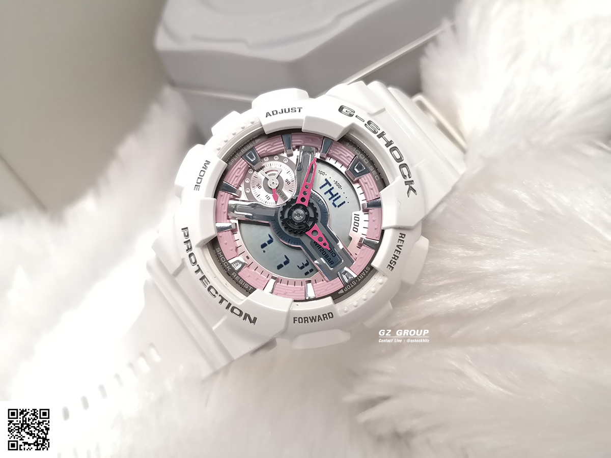 CASIO MID YEAR SALE G-SHOCK พร้อมส่ง นาฬิกาข้อมือ นาฬิกากันน้ำ นาฬิกาของแท้ ประกันศูนย์ CMG 1 ปี รุ่น GMA-S110MP-7A นาฬิกาสีขาว