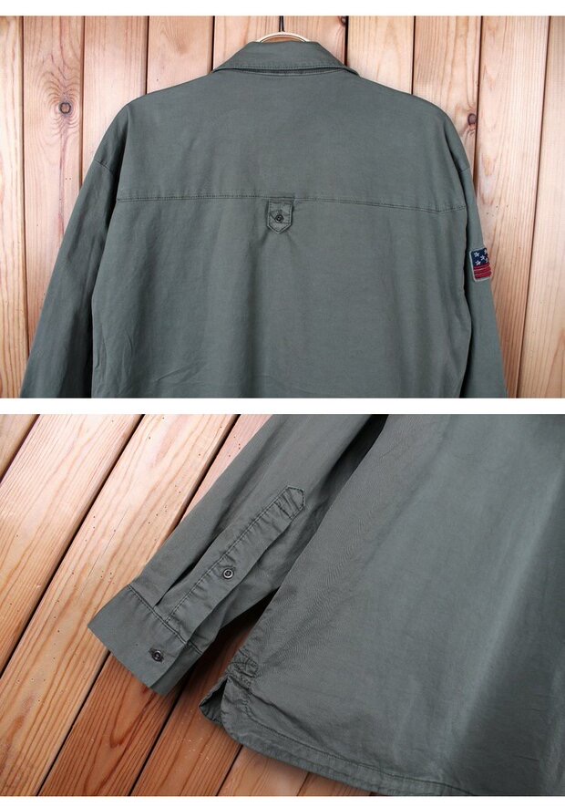 Esprit เสื้อเขียวทหาร เสื้อเชิ้ต เสื้อนอกแนวทหาร แต่งอาร์ม แบรนด์ ESPRIT แพทเทินสวย เท่ห์มาก คะ Size S/M/L/XL สำเนา เขียว