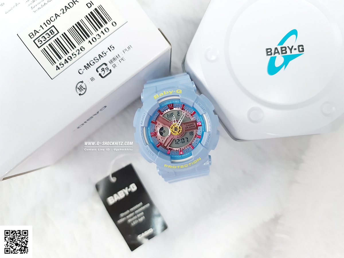 CASIO BABY-G นาฬิกาข้อมือ นาฬิกากันน้ำ นาฬิกาของแท้ ประกันศูนย์ CMG 1 ปี รุ่น BA-110CA-2A นาฬิกานาฬิกาสีฟ้า