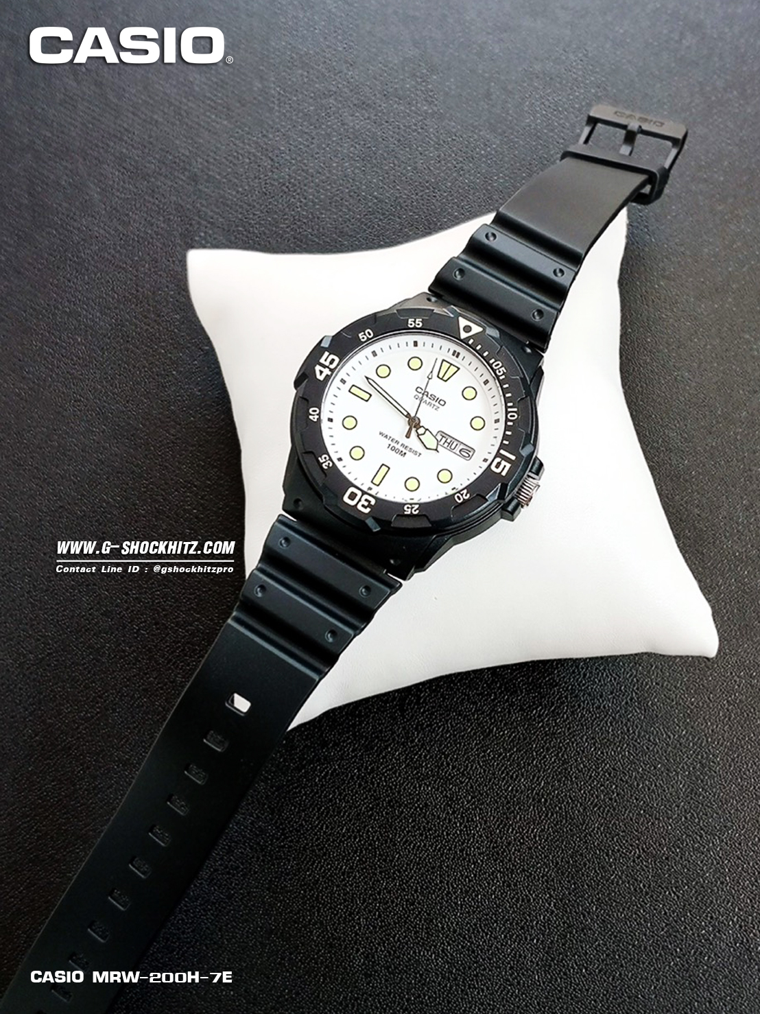 CASIO นาฬิกาคาสิโอ นาฬิกาข้อมือ นาฬิกากันน้ำ นาฬิกาของแท้ ประกันศูนย์ CMG 1 ปี รุ่น MRW-200H-7E นาฬิกาสีดำ