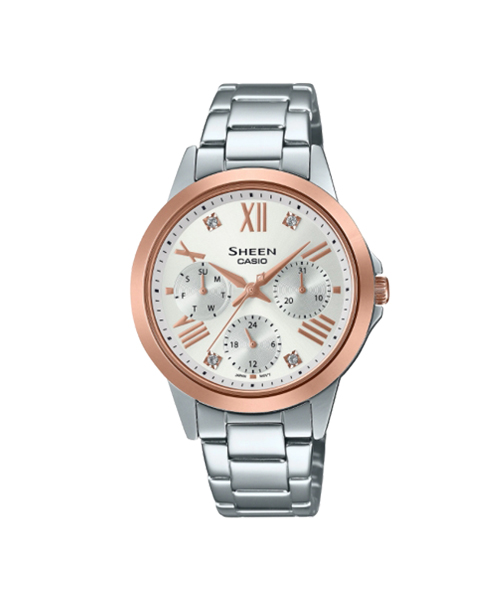CASIO SHEEN นาฬิกาข้อมือ นาฬิกากันน้ำ นาฬิกาของแท้ ประกันศูนย์ CMG 1 ปี รุ่น SHE-3516SG-7A นาฬิกาสีเงิน