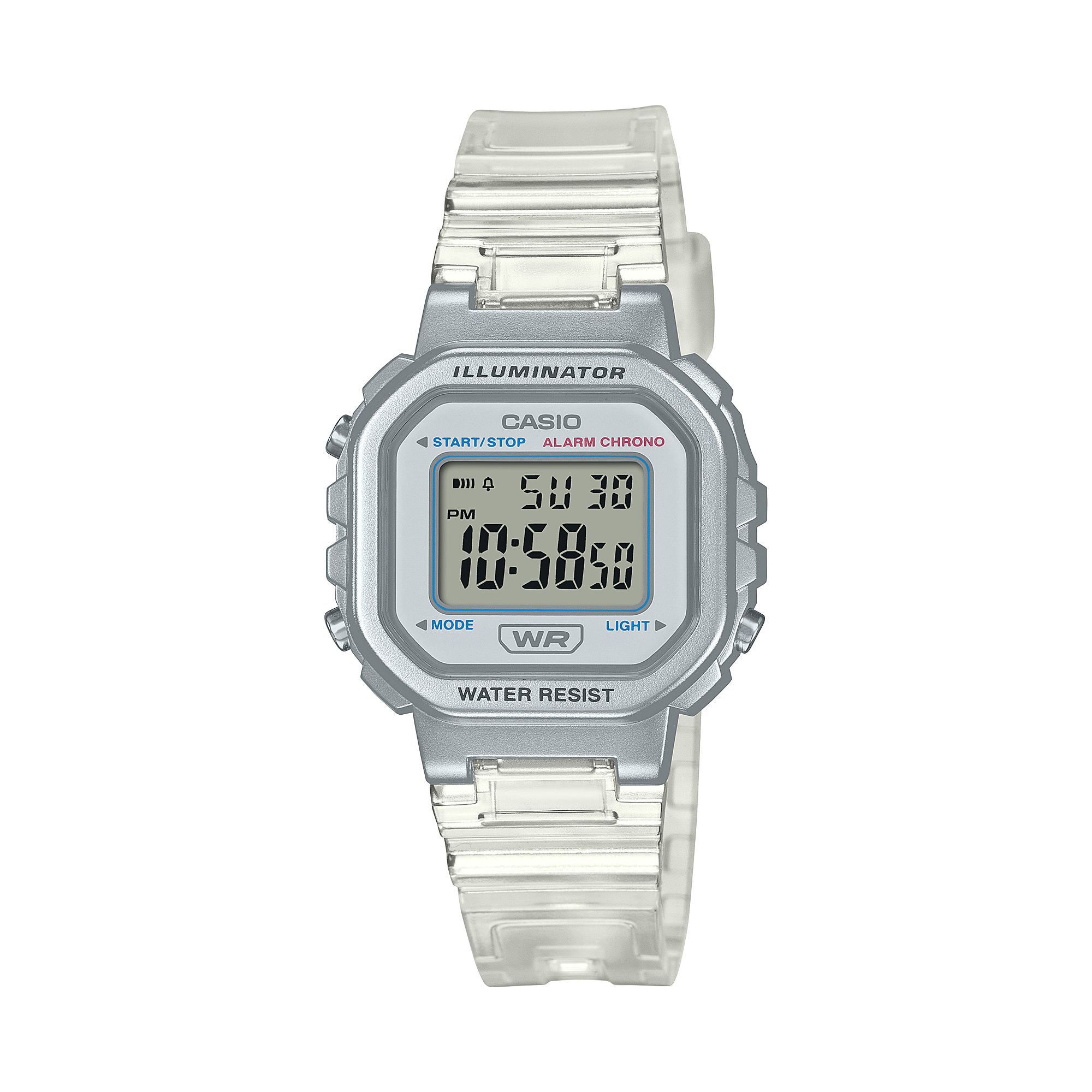 CASIO นาฬิกาคาสิโอ นาฬิกาข้อมือ นาฬิกากันน้ำ นาฬิกาของแท้ ประกันศูนย์ CMG 1 ปี รุ่น LA-20WHS-7A นาฬิกาสีใส