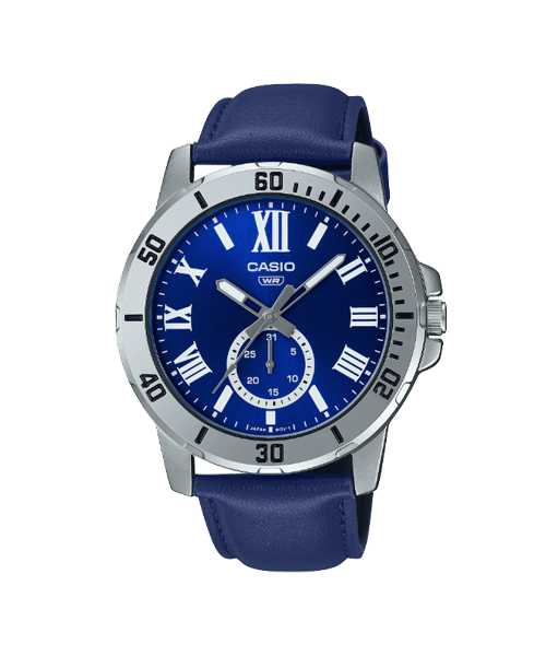 CASIO นาฬิกาคาสิโอ นาฬิกาข้อมือ นาฬิกากันน้ำ นาฬิกาของแท้ ประกันศูนย์ CMG 1 ปี รุ่น MTP-VD200L-2B นาฬิกาสีน้ำเงิน