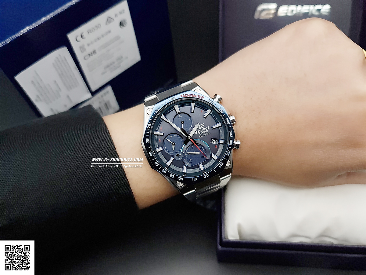 CASIO EDIFICE นาฬิกาข้อมือ นาฬิกากันน้ำ นาฬิกาของแท้ ประกันศูนย์ CMG 1 ปี รุ่น EQB-1100XDB-2A นาฬิกาสีเงิน