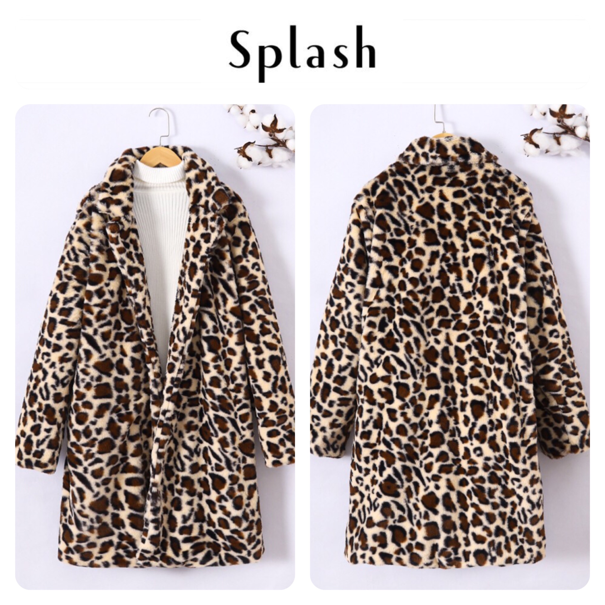 Splash เสื้อโค้ทเฟอร์ ลายเสือ กันหนาว เสื้อขนเฟอร์ ลายเสือ แบรนด์ SPLASH เนื้อขนนุ่มละเอียด นิ่มมากค่ะแบรนด์ สำเนา สำเนา ลายเสือ