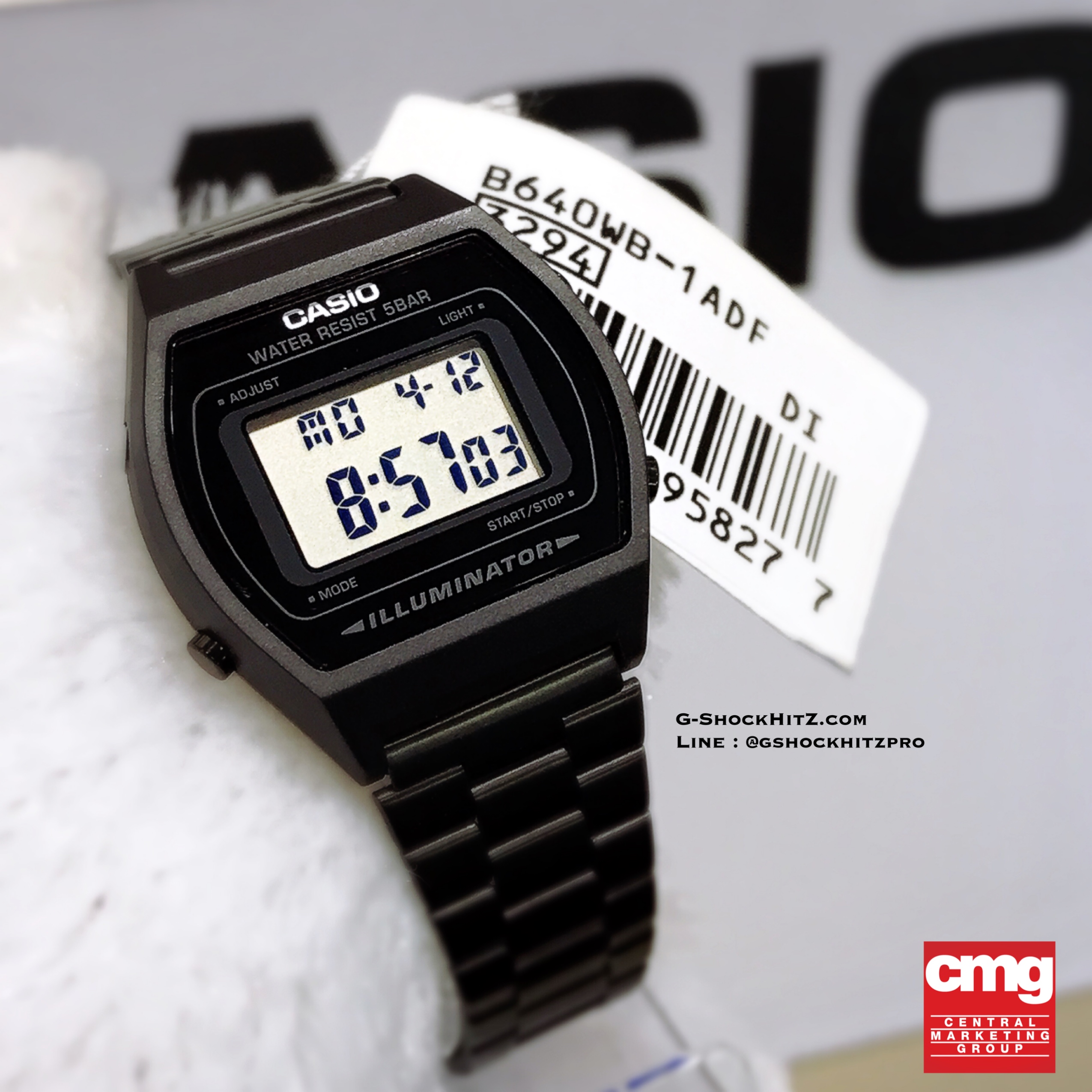 CASIO นาฬิกาคาสิโอ นาฬิกาข้อมือ นาฬิกากันน้ำ นาฬิกาของแท้ ประกันศูนย์ CMG 1 ปี รุ่น B640WB-1A นาฬิกาสีดำ