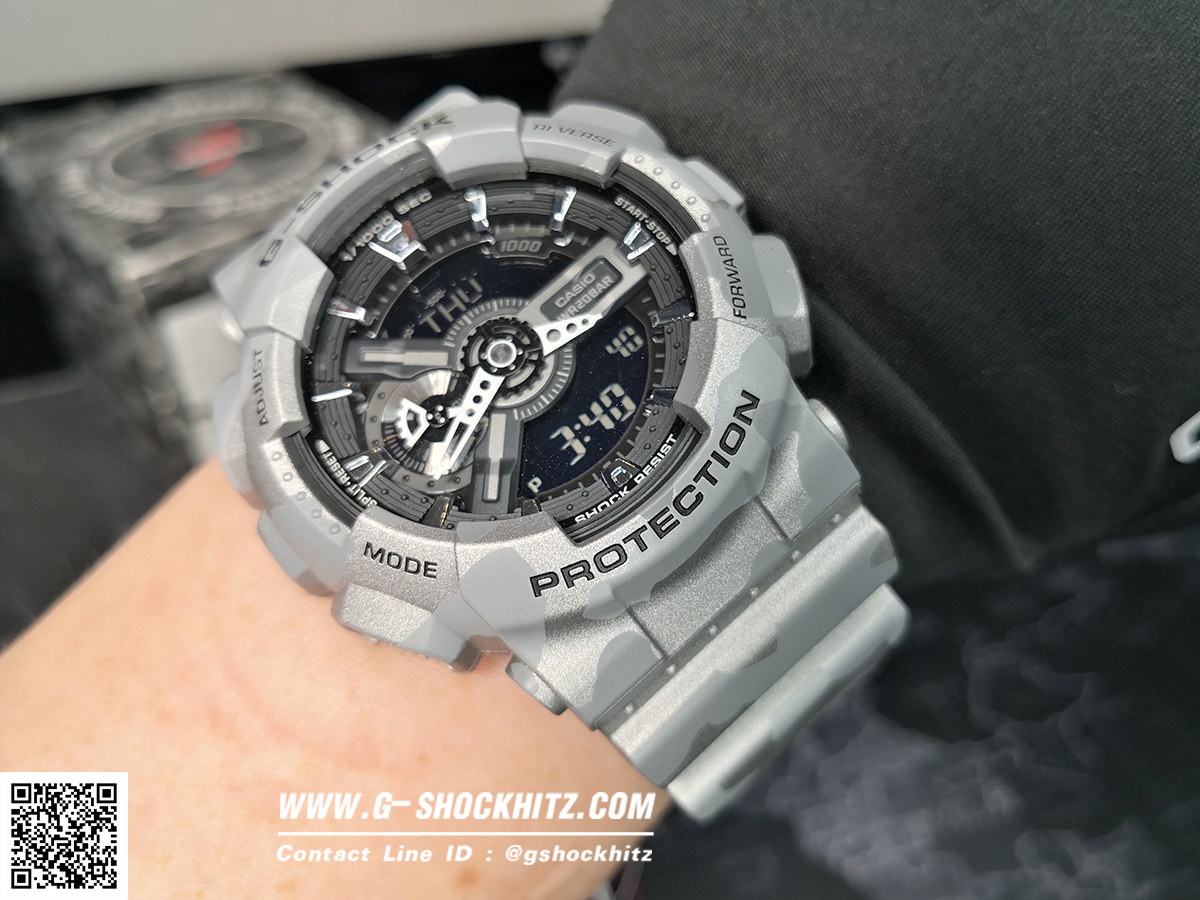CASIO G-SHOCK นาฬิกาข้อมือ นาฬิกากันน้ำ นาฬิกาของแท้ ประกันศูนย์ CMG 1 ปี รุ่น GA-110CM-8A นาฬิกาสีเทา