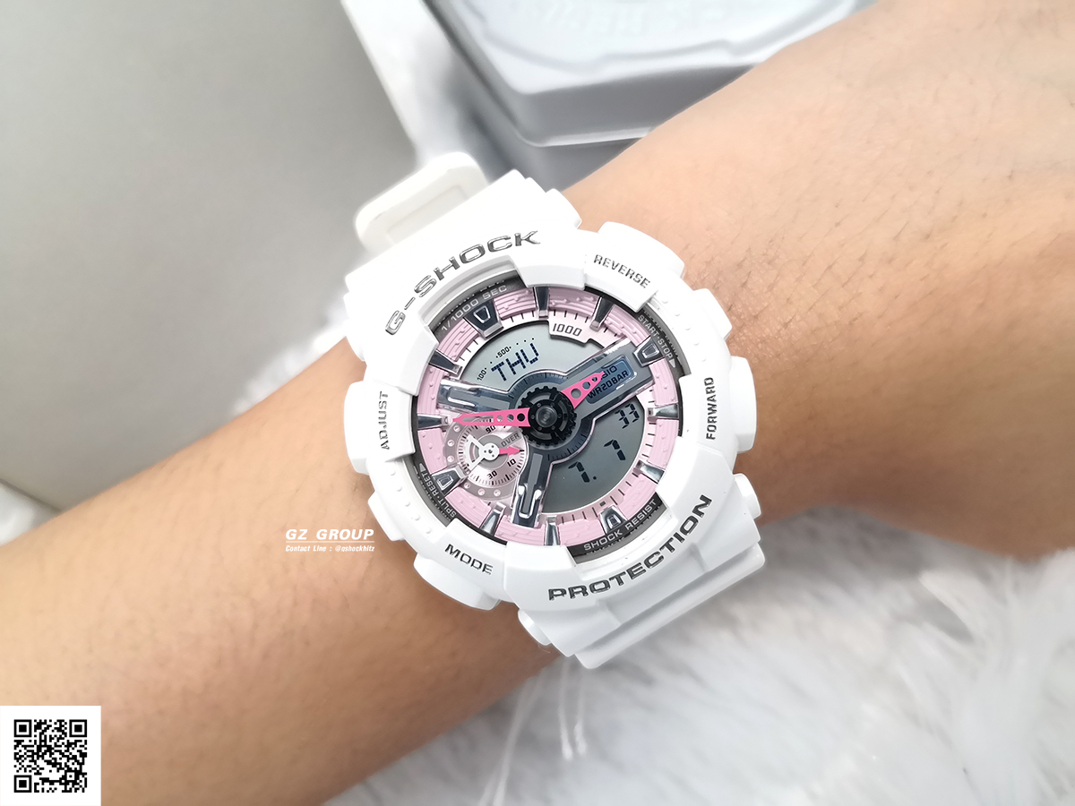 CASIO MID YEAR SALE G-SHOCK พร้อมส่ง นาฬิกาข้อมือ นาฬิกากันน้ำ นาฬิกาของแท้ ประกันศูนย์ CMG 1 ปี รุ่น GMA-S110MP-7A นาฬิกาสีขาว