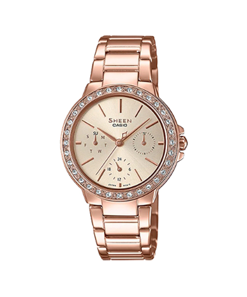 CASIO SHEEN นาฬิกาข้อมือ นาฬิกากันน้ำ นาฬิกาของแท้ ประกันศูนย์ CMG 1 ปี รุ่น SHE-3069PG-9 นาฬิกาสีน้ำตาล
