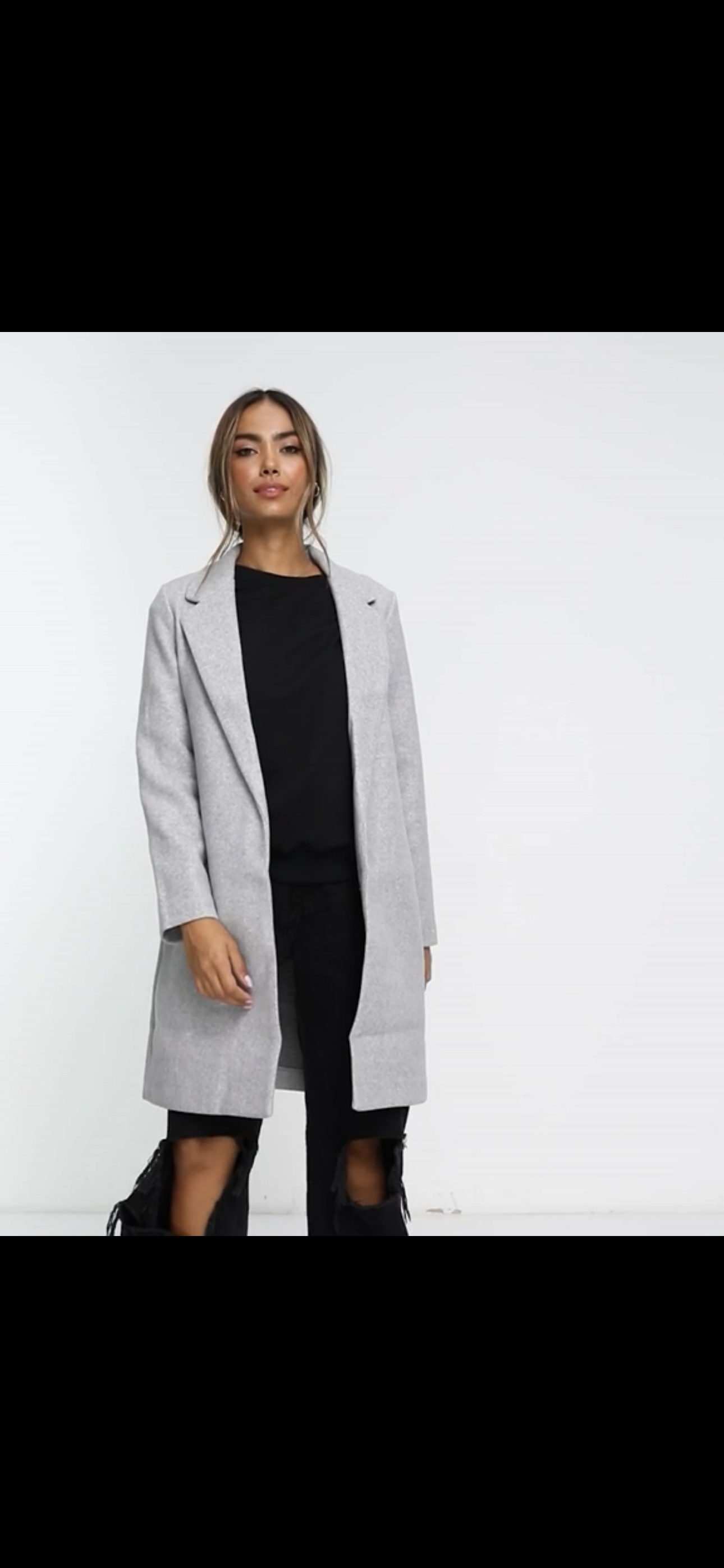 เสื้อโค้ท เสื้อโค้ทกันหนาว โค้ทวูล tailored knot coat สีเบจ แบรนด์ STRADIVARIUS สำเนา