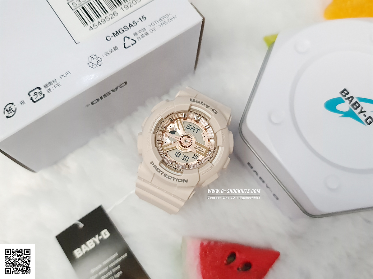 CASIO BABY-G นาฬิกาข้อมือ นาฬิกากันน้ำ นาฬิกาของแท้ ประกันศูนย์ CMG 1 ปี รุ่น BA-110XCP-4A นาฬิกาสีชมพู