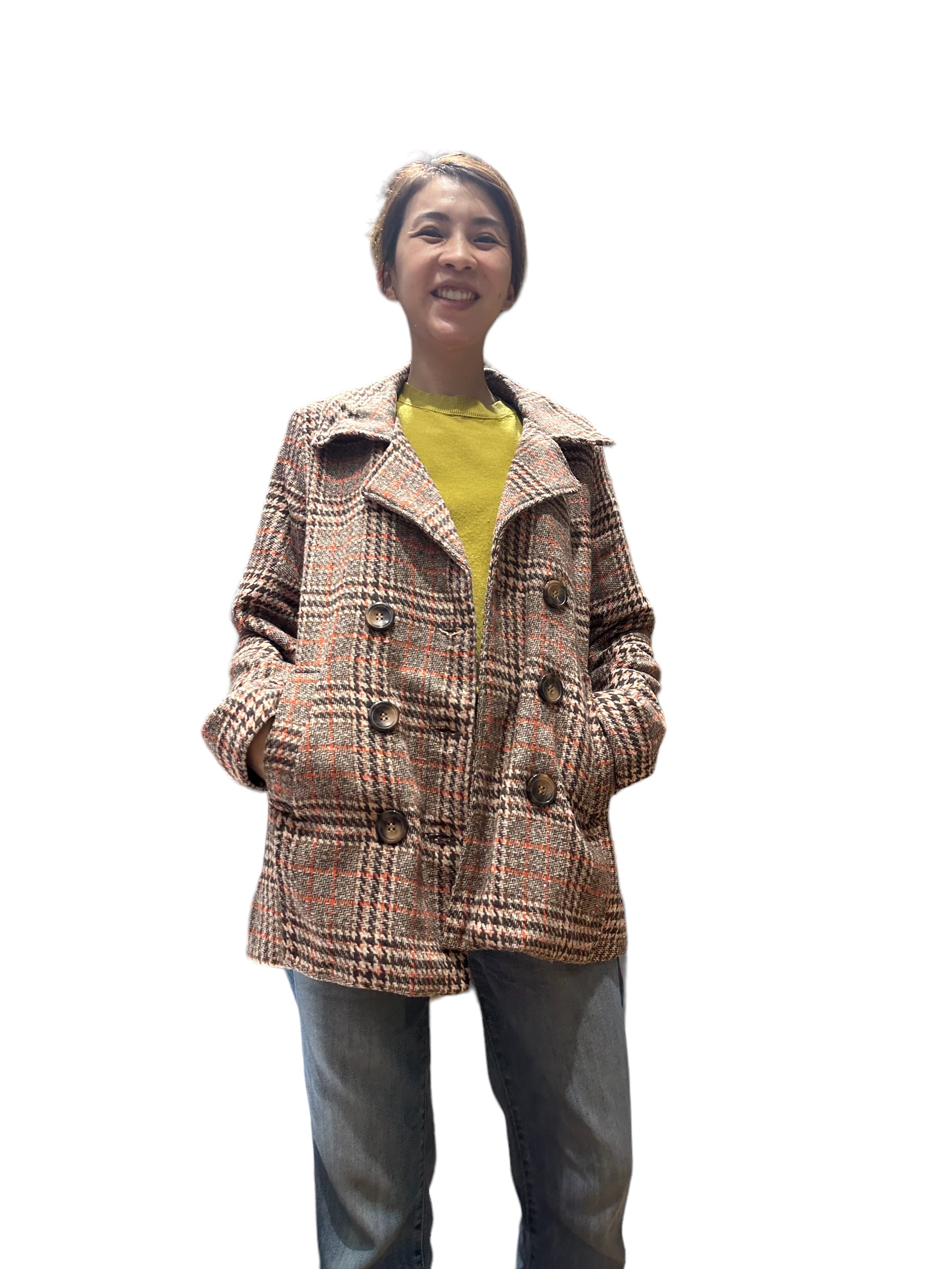 เสื้อโค้ท เสื้อกันหนาว Pea COAT เนื้อผ้าสักหลาดวูล checked coat แบรนด์ reserved สำเนา สำเนา สำเนา