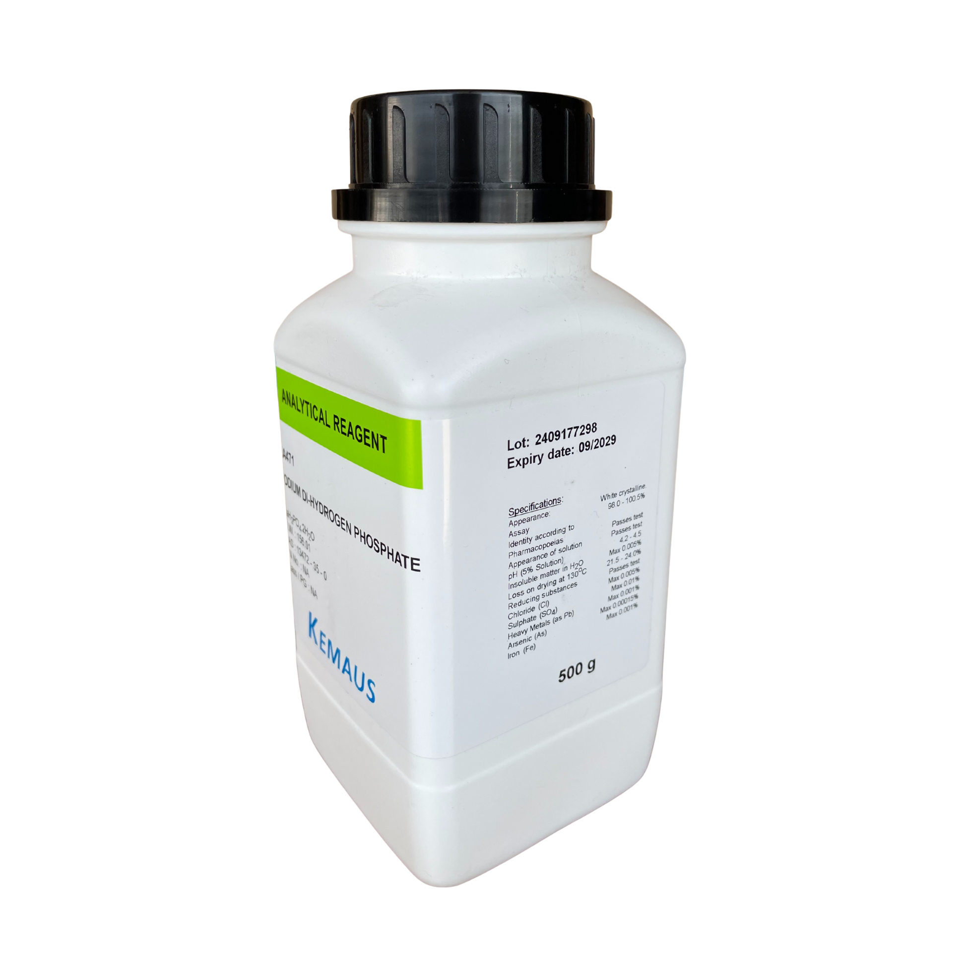 Sodium Dihydrogen Orthophophate Dihydrate, AR 500 g. KemAus™