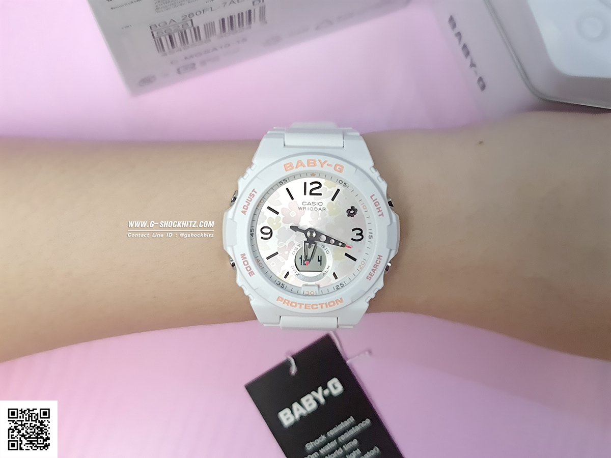CASIO BABY-G นาฬิกาข้อมือ นาฬิกากันน้ำ นาฬิกาของแท้ ประกันศูนย์ CMG 1 ปี รุ่น BGA-260FL-7A นาฬิกาสีขาว