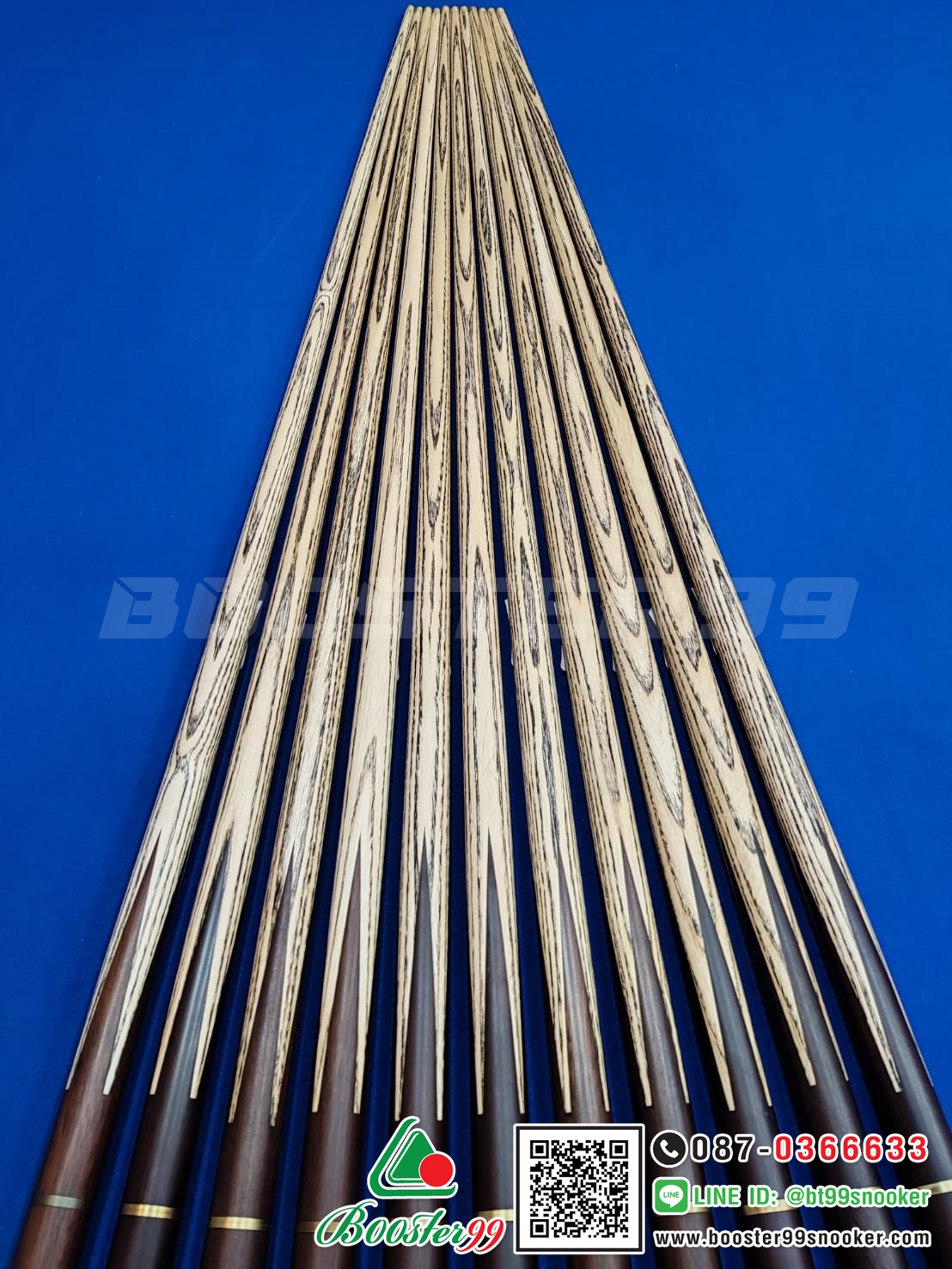 [MB07] ไม้คิว 2ท่อน จำปาแหลม 5 จำปา (ป้ายขาว)