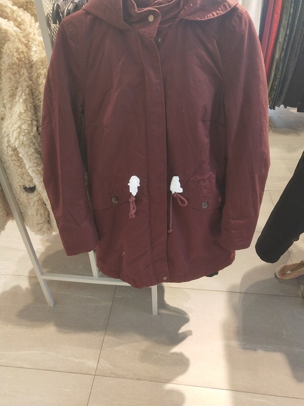H&M เสื้อโค้ทฮู้ดกันหนาว เสื้อปาร์กา parka สีเขียว แบรนด์ H&M size S/M/L เขียว