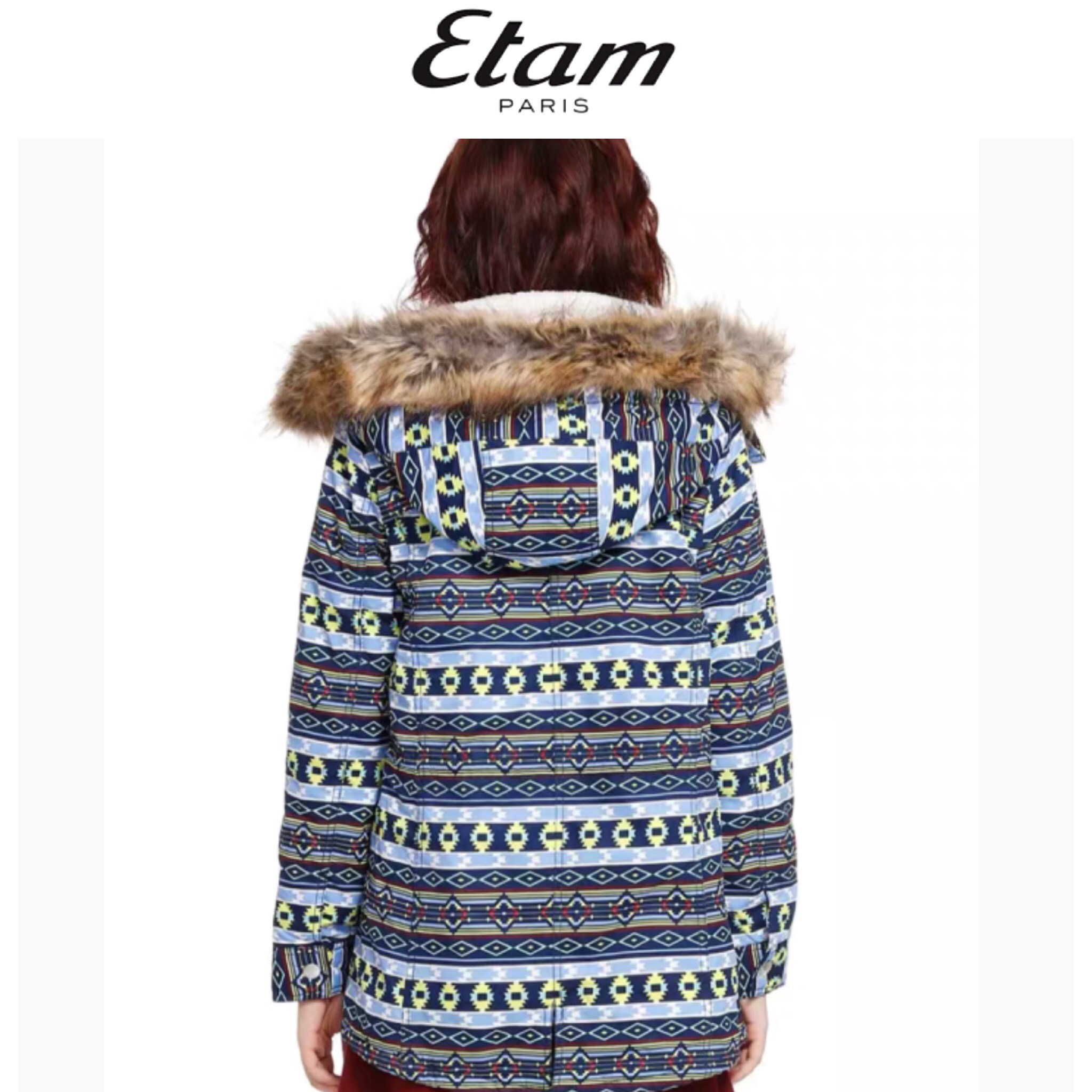 ES STYLE BY Etam เสื้อกันหนาวฮูท เสื้อฮู้ดแต่ง ขนเฟอร์ บุนวมอุ่น แต่งลายกราฟฟิคชนเผ่า ES STYLE by ETAM (ขนเฟอร์ &แถบขนอุ่นด้านในถอดได้ค่ะ) ลายกราฟฟิค
