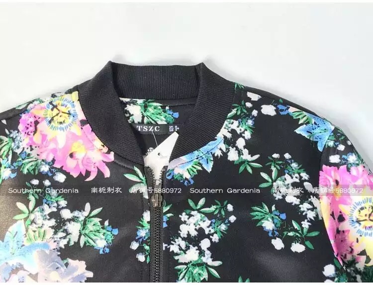 เสื้อคลุม เสื้อแจ็คเก็ต ผ้าวอร์ม พื้นดำ ลายดอกสีสันสวยสดใส แต่งแขนเอวจั๊ม เนื้อผ้าหนานุ่มเริ่ดคะ ติดแบรนด์ TSZC