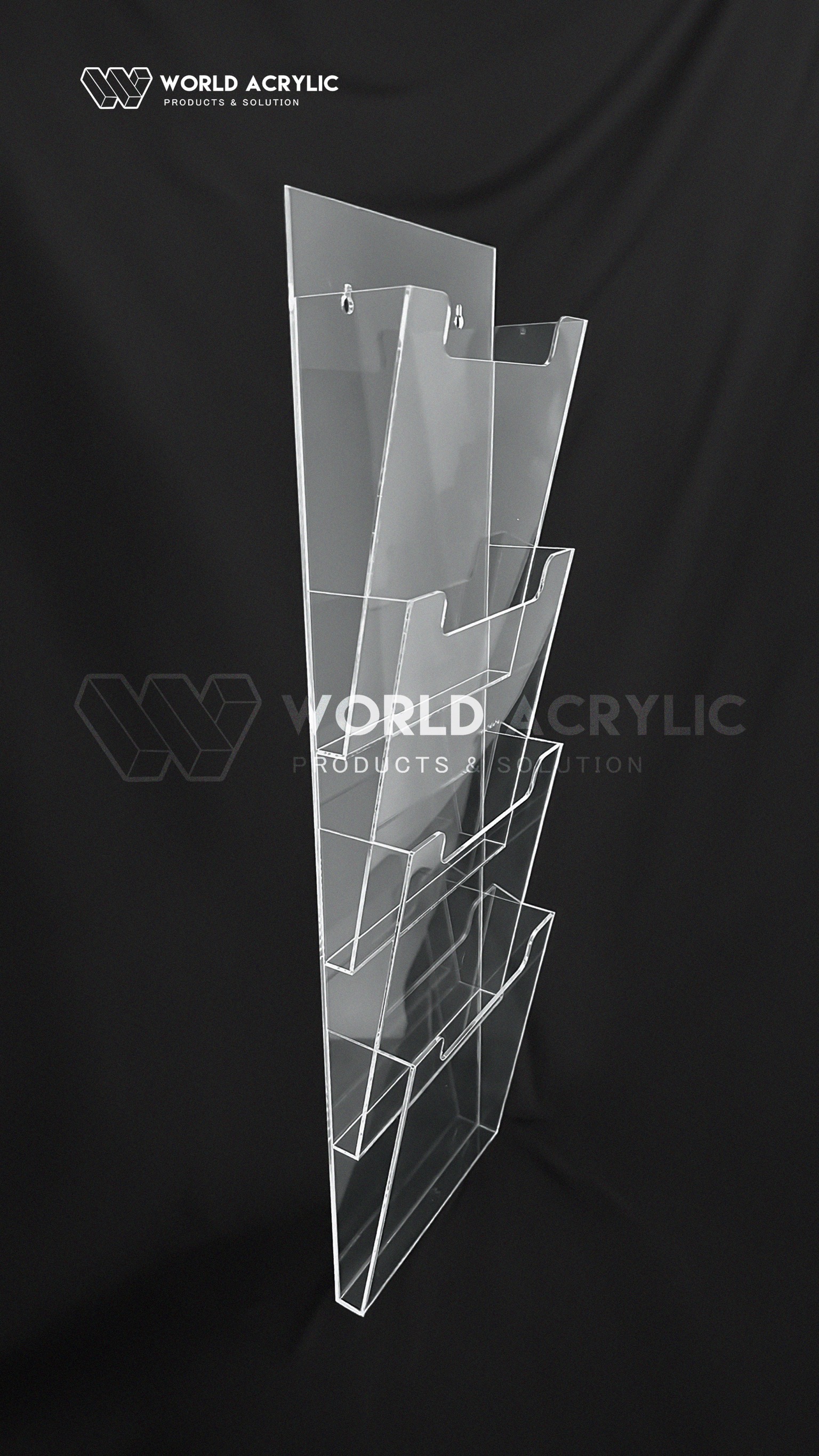 กล่องโบรชัวร์ 4 ชั้น แขวนผนัง/กล่องโบรชัวร์ติดผนัง/กล่องโบรชัวร์ A4