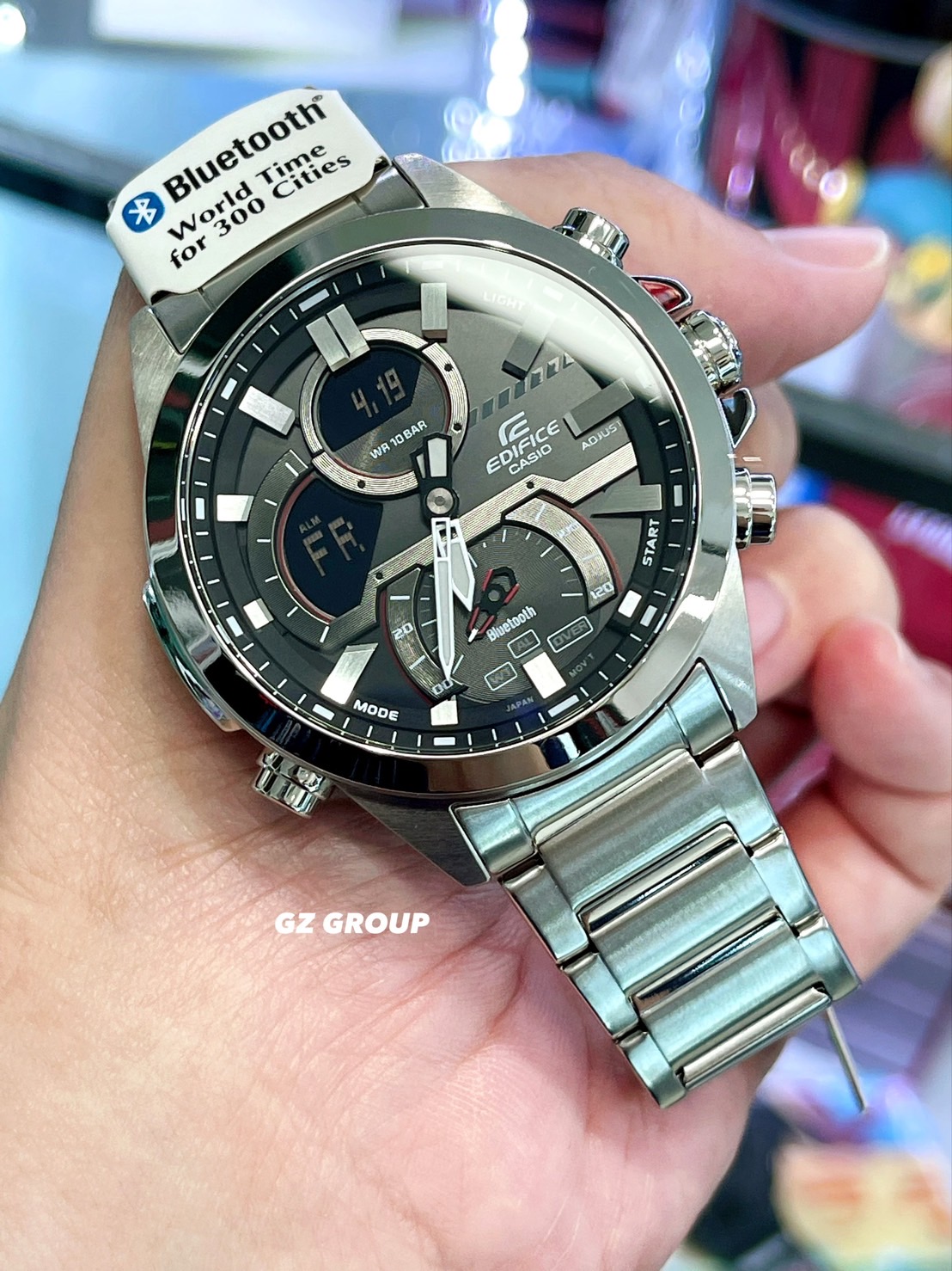 CASIO EDIFICE นาฬิกาข้อมือ นาฬิกากันน้ำ นาฬิกาของแท้ ประกันศูนย์ CMG 1 ปี รุ่น ECB-30D-1A นาฬิกาสีเงิน
