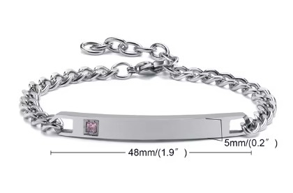 สร้อยข้อมือคู่รัก ใส่เป็นคู่ สร้อยข้อมือ สแตนเลสแท้ ทำ logo ชื่อ คู่รัก ฟรี ตกแต่งด้วยเพชร CZ AAA 569792