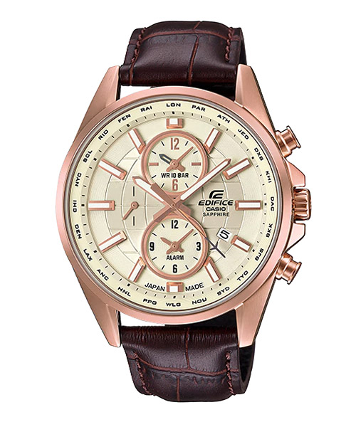 CASIO EDIFICE นาฬิกาข้อมือ นาฬิกากันน้ำ นาฬิกาของแท้ ประกันศูนย์ CMG 1 ปี รุ่น EFB-302JGL-7A นาฬิกาสีน้ำตาล