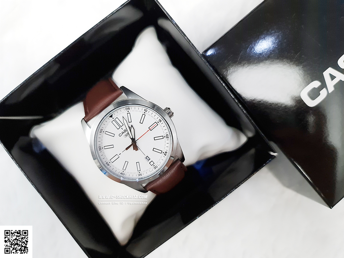 CASIO นาฬิกาคาสิโอ นาฬิกาข้อมือ นาฬิกากันน้ำ นาฬิกาของแท้ ประกันศูนย์ CMG 1 ปี รุ่น MTP-VD02L-7E นาฬิกาสีน้ำตาล